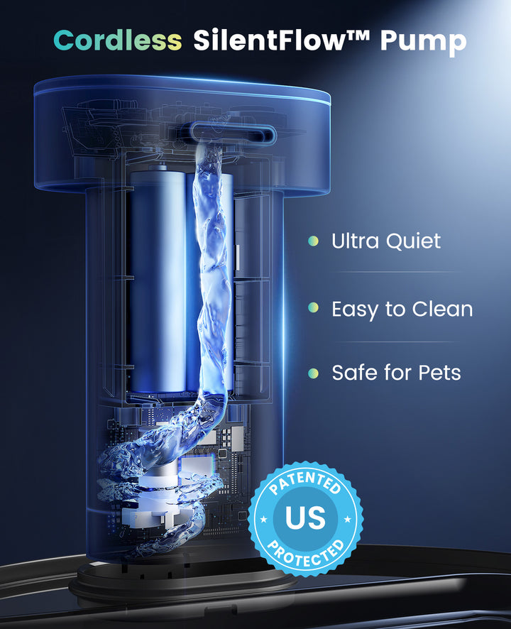 oneisall Cat Water Fountain Wireless: Stainless Steel 3.2L/108oz Cordless Pet Water Fountain, Ultra Quiet SilentFlow™ Pump, Battery Operated Automatic Water Dispenser for Cats Indoor, Motion Sensor